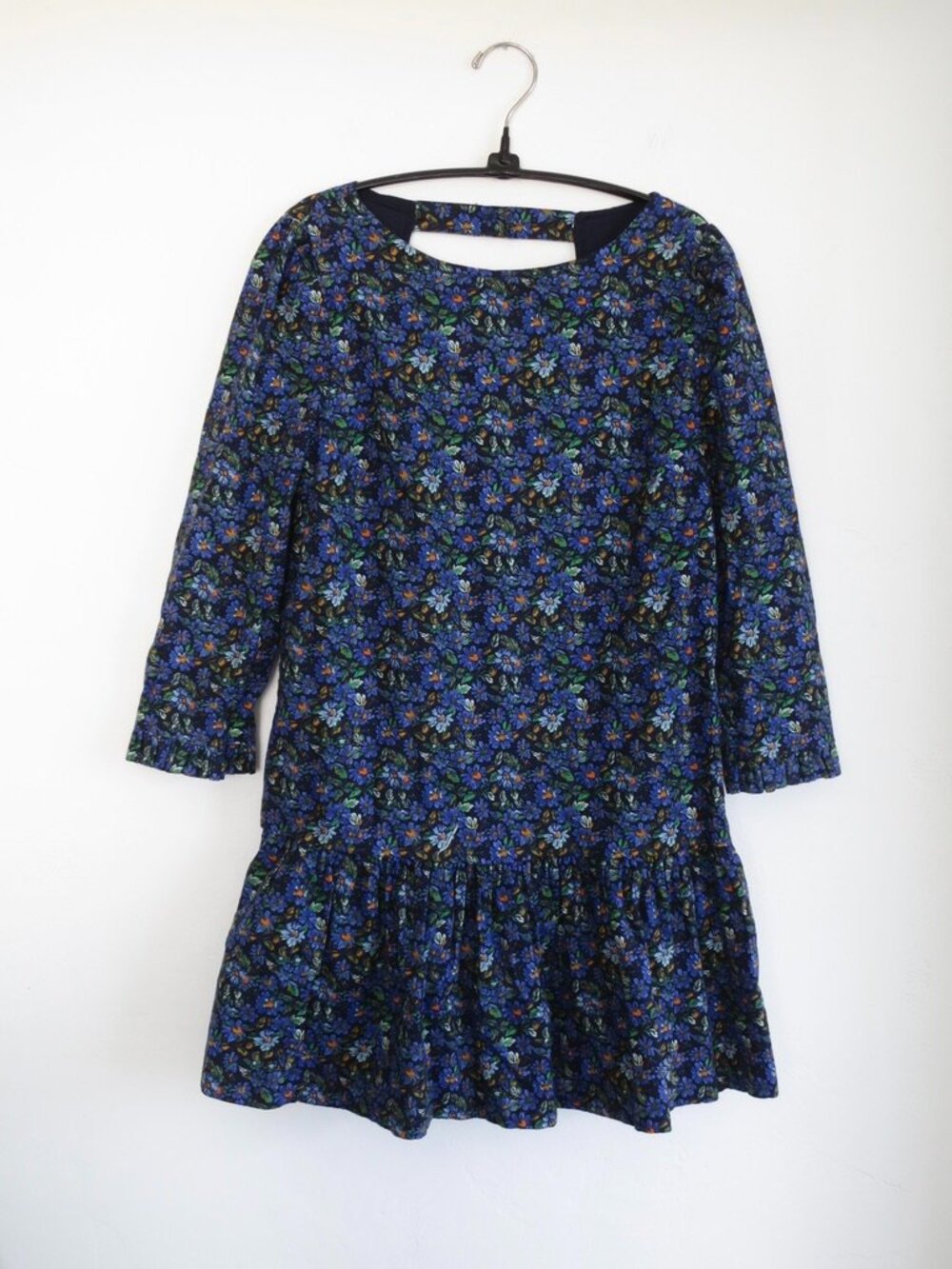 Free People Navy Blue Floral The Avenue Mini Dress - Small EUC